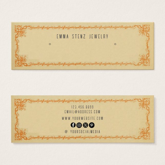 Vintage Retro Earring Hoops Stud Mini Card (Front & Back)