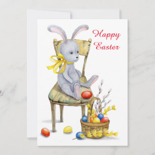 Vintage retro Easter bunny Holiday Card