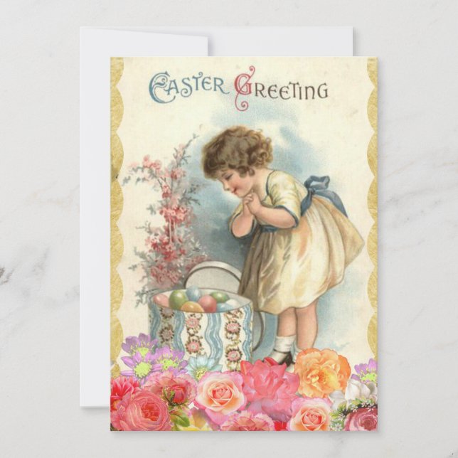 Vintage Retro Easter Eggs Holiday Card (Front)