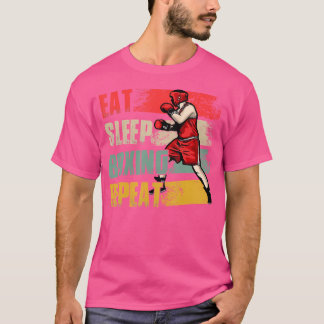 Vintage Retro Eat Sleep Boxing Repeat Funny Player T-Shirt