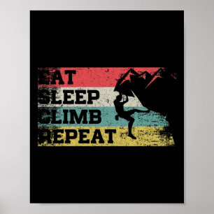 Vintage Retro Eat Sleep Climb Repeat Funny Climbin Poster