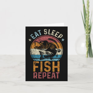 Vintage Retro Eat Sleep Fish Repeat  Card