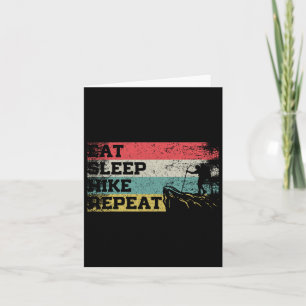 Vintage Retro Eat Sleep Hike Repeat Funny Hiking H Card