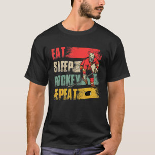 Vintage Retro Eat Sleep Hockey Repeat Player T-Shirt