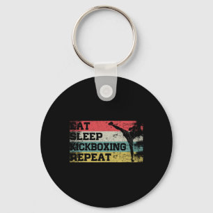 Vintage Retro Eat Sleep Kickbox Repeat Funny Kickb Key Ring