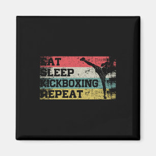 Vintage Retro Eat Sleep Kickbox Repeat Funny Kickb Magnet
