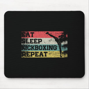 Vintage Retro Eat Sleep Kickbox Repeat Funny Kickb Mouse Mat