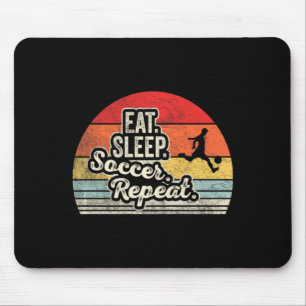 Vintage Retro Eat Sleep Soccer Repeat Soccer T Shi Mouse Mat