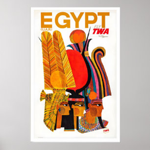 Vintage Retro Egypt Cairo Pyramids World Travel Poster