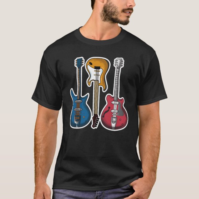 Vintage Retro Electric Guitar Classic Musician T-Shirt (Front)