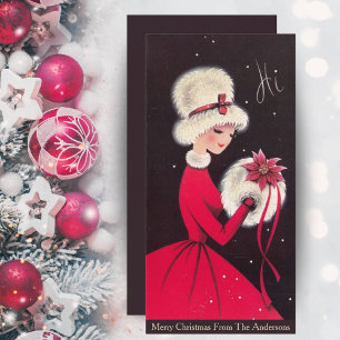 Vintage Retro Elegant Christmas Lady Custom Holiday Card