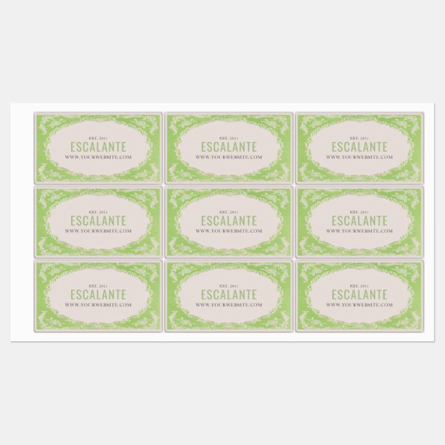 Vintage Retro Elegant Floral Green Beige Frame (Sheet)