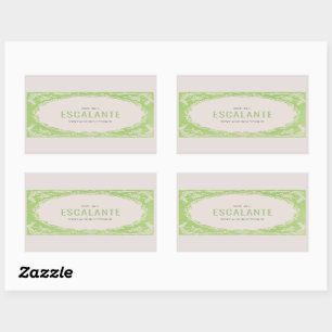 Vintage Retro Elegant Floral Green Beige Frame Rectangular Sticker