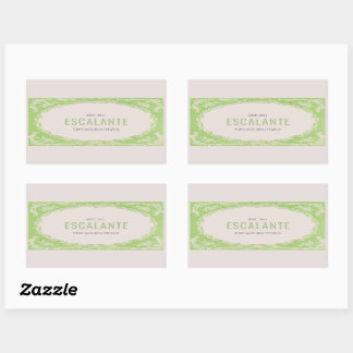 Vintage Retro Elegant Floral Green Beige Frame Rectangular Sticker