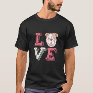 Vintage Retro English Bulldog Love Cute Dog T-Shirt
