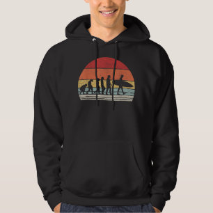 Vintage Retro Evolution Of Man Surfing Surfer Gift Hoodie