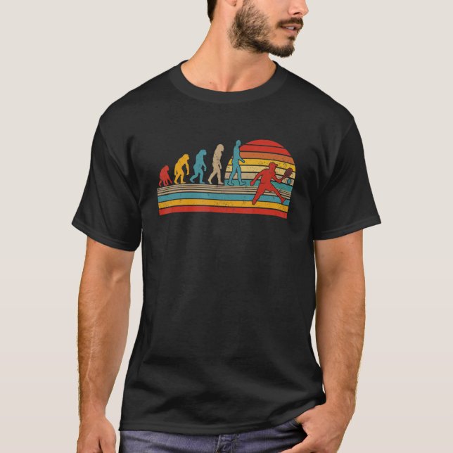 Vintage Retro Evolution  Tennis Player Playing T-Shirt (Front)