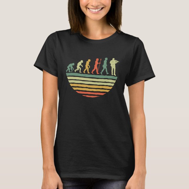 Vintage Retro Evolution Violin Player  1 T-Shirt (Front)