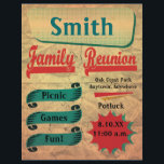 Vintage Retro Family Gathering Reunion Flyer<br><div class="desc">Here is a fun graphic design done in vintage style with retro colours. Text style, size and colour can be changed using the customise it button. Great for your next family reunion, picnic, swim party, barbeque or get together. There is plenty of room on the back for extra details: directions,...</div>