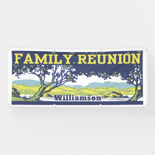 Vintage Retro Family Tree Reunion Gathering Banner (Horizontal)