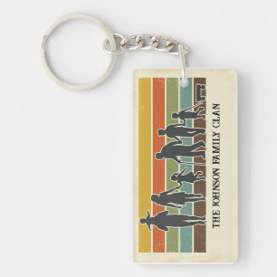 Vintage Retro Family Trek Silhouette Custom Acryli Key Ring