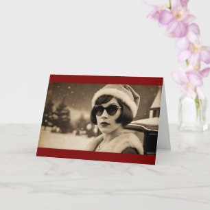 Vintage Retro Fashion Photograph Christmas Card