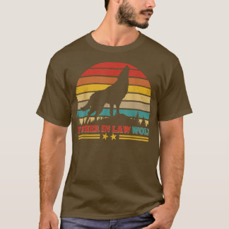 Vintage Retro Father In Law Wolf Funny Wolf Lover  T-Shirt