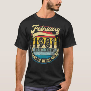 Vintage Retro February 1981 40th Birthday Gift 40  T-Shirt