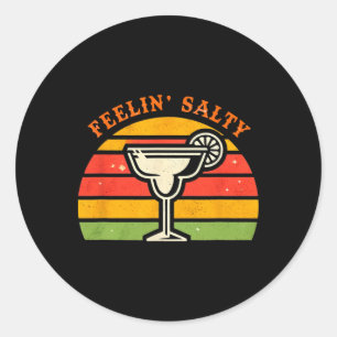 Vintage Retro Feelin' Salty Funny Cinco De Mayo Ma Classic Round Sticker