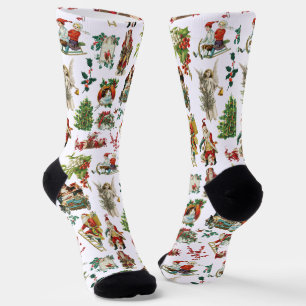 Vintage Retro Festive Christmas Holiday Socks