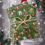 Vintage Retro Festive Green Christmas Holiday Wrapping Paper Sheet<br><div class="desc">Vintage retro Christmas holiday festive wrapping paper sheet. Designed by Thisisnotme©</div>