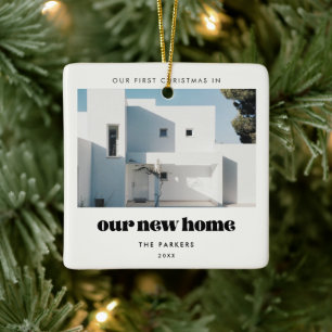 Vintage Retro First Christmas in our new home Ceramic Ornament
