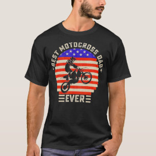 Vintage Retro Flag Best Motocross Dirt Bike Dad T-Shirt