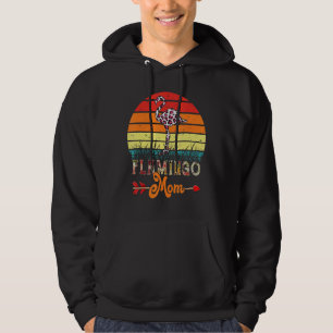 Vintage Retro Flamingo Mum Flowers Leopard Flaming Hoodie