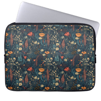 Vintage, retro, floral, field of wildflowers  laptop sleeve