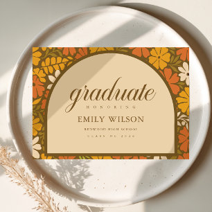 Vintage Retro Floral Graduation Announcement Postcard