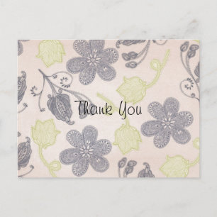 Vintage Retro Floral Paisley Personalise Thank You Postcard