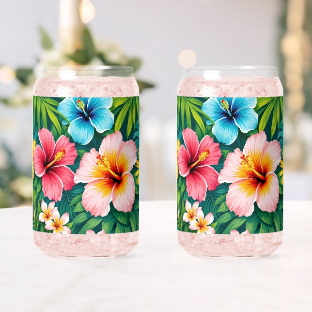 Vintage Retro Floral Pattern Design Can Glass (Insitu (Wedding))
