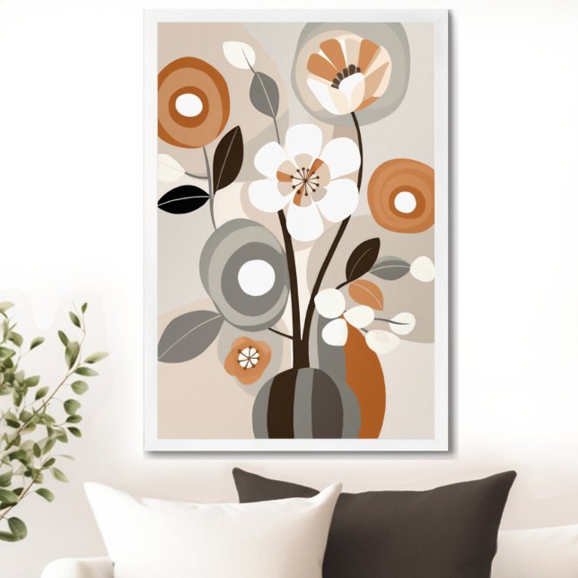 Vintage Retro Floral Poster (Transform your space with the timeless beauty of mid century modern floral art print. )