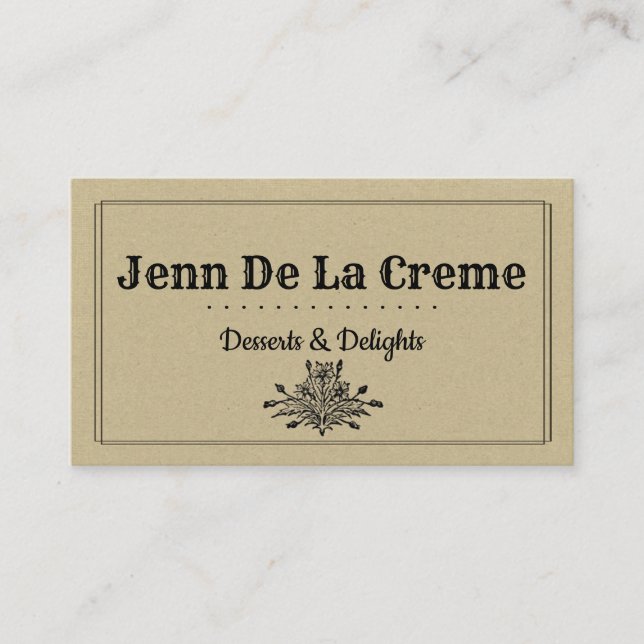 Vintage Retro Floral Thistle Business Card (Front)