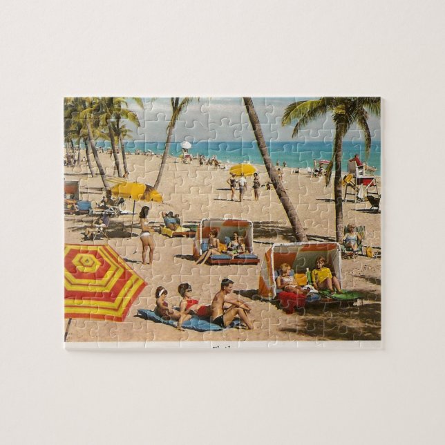 Vintage Retro Florida Beach Travel Jigsaw Puzzle (Horizontal)