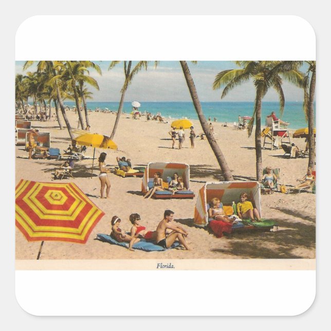 Vintage Retro Florida Beach Travel Square Sticker (Front)