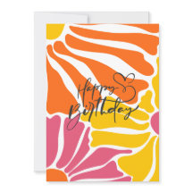 Vintage Retro Flowers Elegant & Colourful Birthday