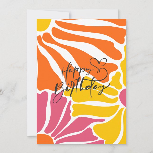 Vintage Retro Flowers Elegant & Colourful Birthday Invitation (Front)