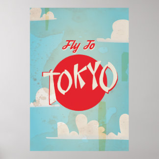 Vintage Retro Fly to Tokyo Travel Poster