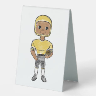 vintage retro football player black yellow simple