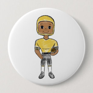 vintage retro football player black yellow simple 10 cm round badge