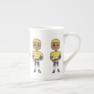 vintage retro football player black yellow simple bone china mug
