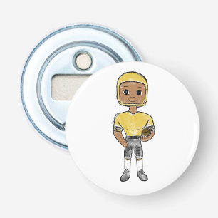 vintage retro football player black yellow simple bottle opener