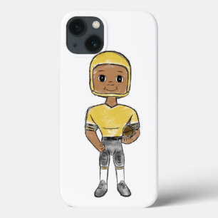vintage retro football player black yellow simple  iPhone 13 case